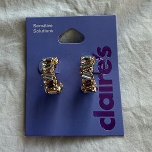 Claire's Gold and Clear Crystal Hoop Earrings - Sensitive Solutions